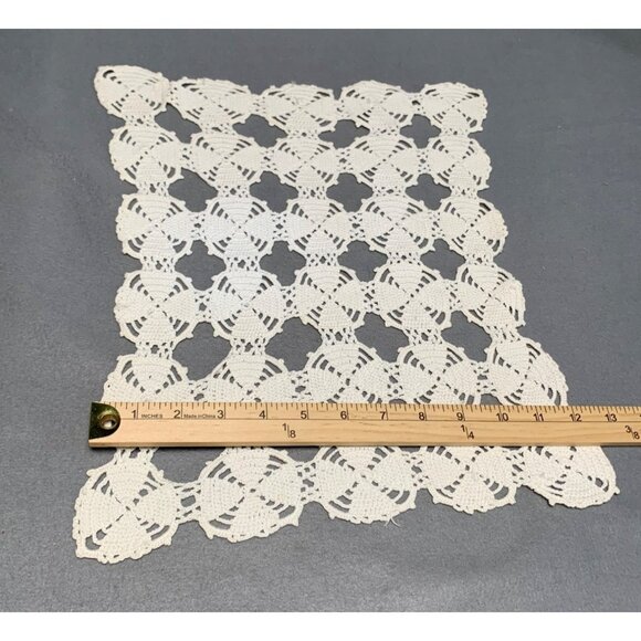 Handmade Vintage Cream Crochet Lace Doily 13x15 - Picture 4 of 6